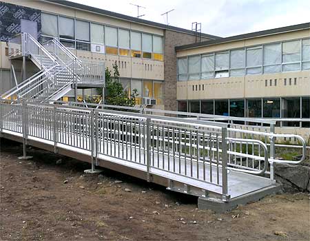 Commercial Ramp and tall stairs